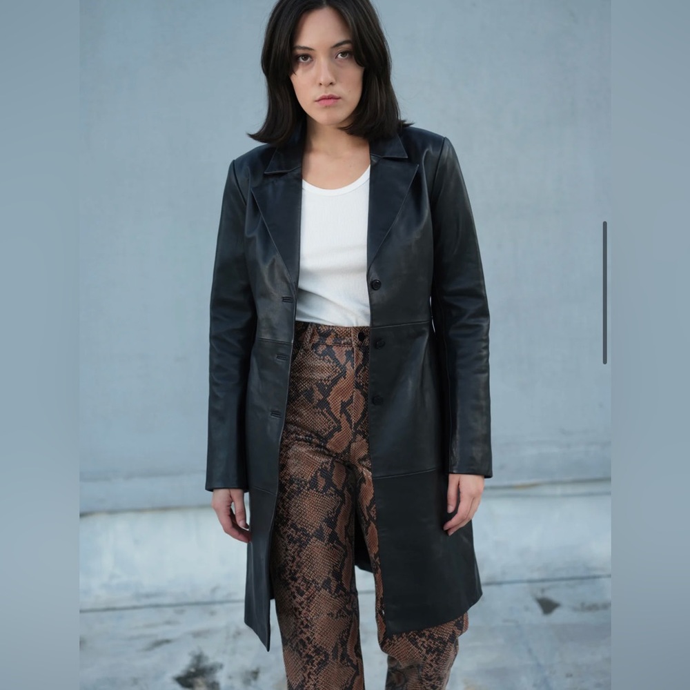 Reformation Veda Crosby 90 S Longline Leather Blazer